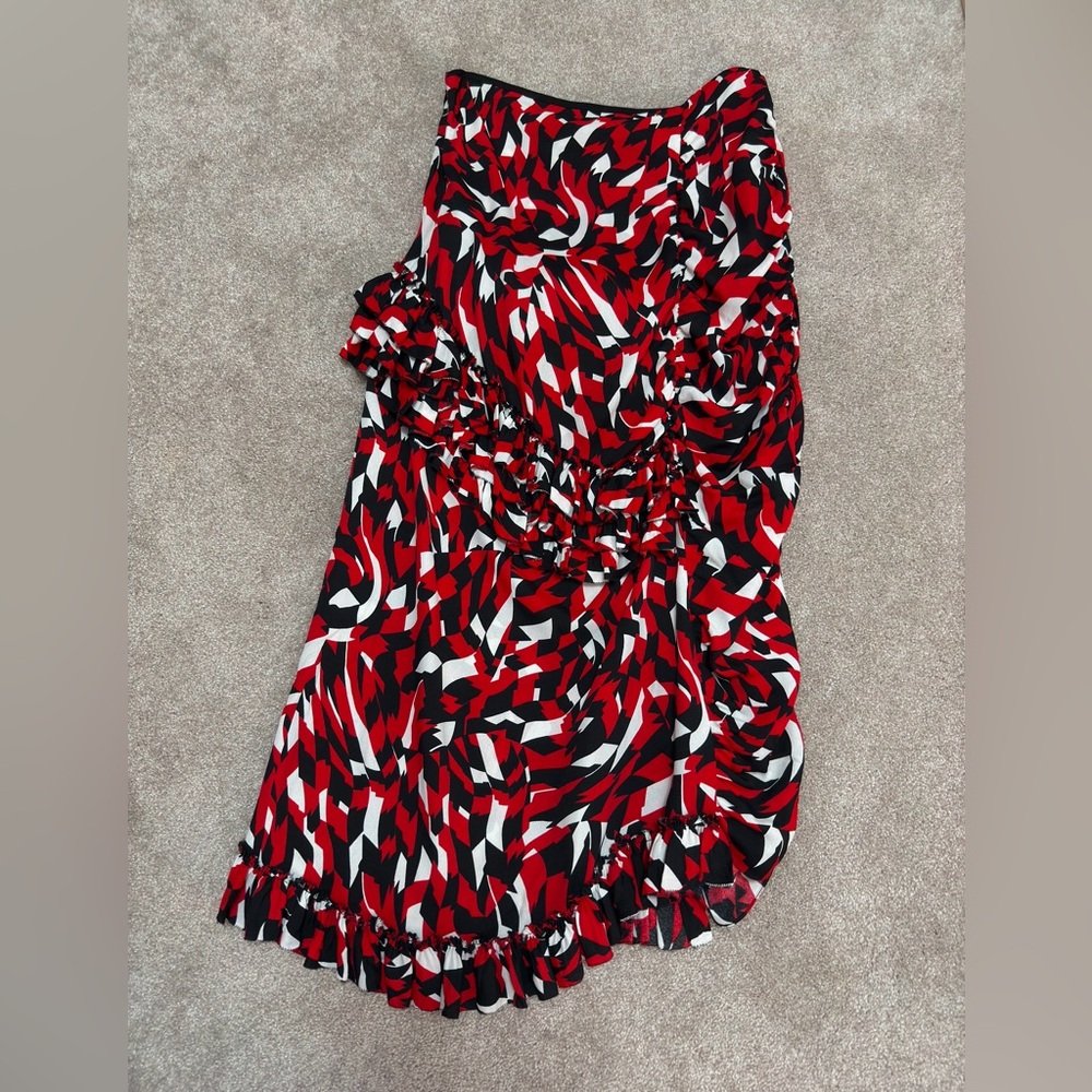 Marni - Stylish Red and Black Patterned Midi Skirt - Italian size 42, US 12 - Picture 10 of 13